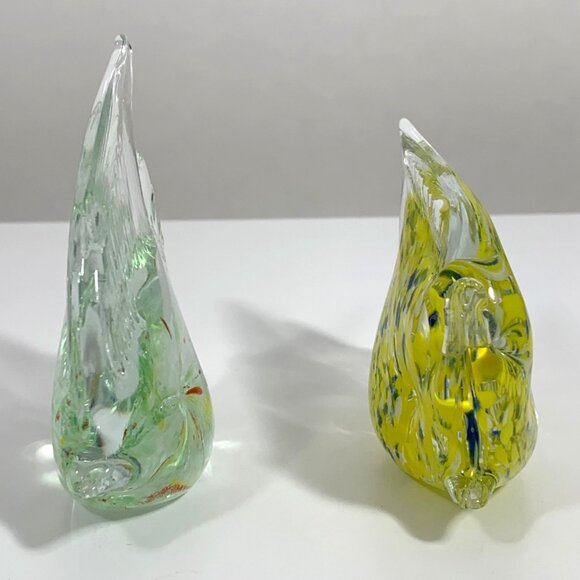 Set Of 2 Glass Angel Fish Figurines Paperweights Art Glass Decor Sculptures - Picture 4 of 11